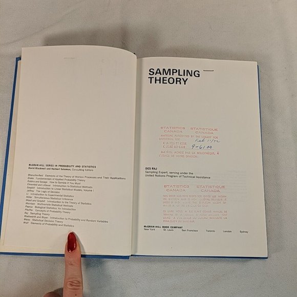 Sampling Theory 1968 Raj McGraw-Hill Probability & Stats Hardcover Book Vintage - Picture 7 of 13